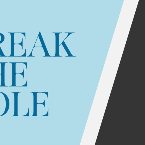 Light blue background with large blue text reading “Break the role.”