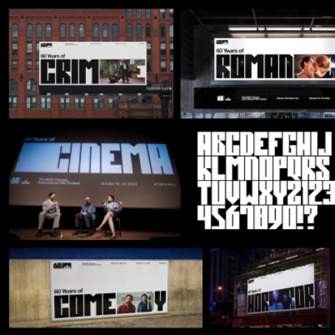 Custom typographic alphabet designed for the Chicago International Film Festival’s 60th anniversary campaign.