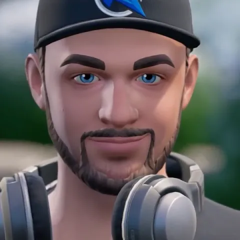 A cartoon man with headphones and a cap looking directly at the camera whilst smiling.