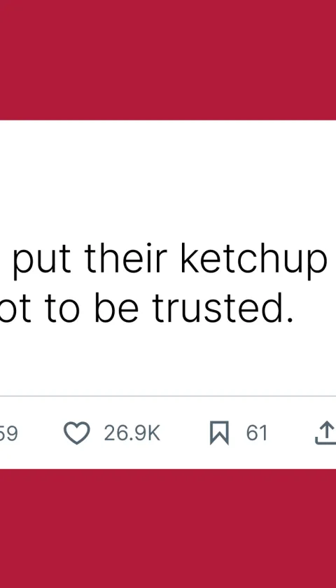 A response tweet from Cardi B stating that people who put ketchup in the fridge are not to be trusted.