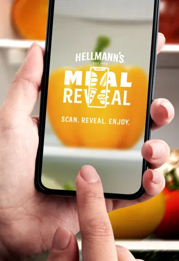 Smart phone showing the Helman's meal reveal project. 